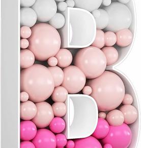 JW Passion - Premium Quality, Made With Passion 3FT Tall Mosaic Balloon Frame Letters Big Marquee Light Up Letters DIY Kit for Birthday Party Wedding Backdrop Decor Letter B Pre-Cut Foam Board 