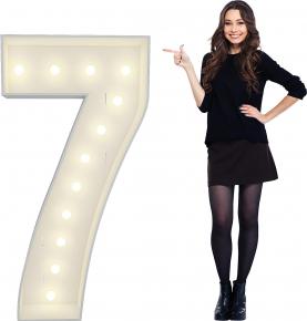 4FT Marquee Light Up Numbers Pre-Cut Frame Giant Marquee Numbers 7, Mosaic Numbers for Balloons, 20th 30th 40th 50th 60th Birthday Anniversary Decorations Party Decor